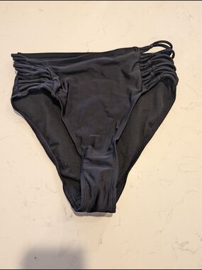 Xhilaration High Waisted Black Ruched Side Swim Bottoms